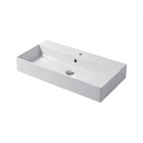 lavabo appoggio e sospeso cm 80x40 slim in ceramica